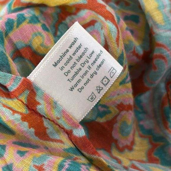 Roller Rabbit Orange Teal Rodez Serafina Boho Tassel Trim Relaxed Fit Tunic L - Picture 13 of 14